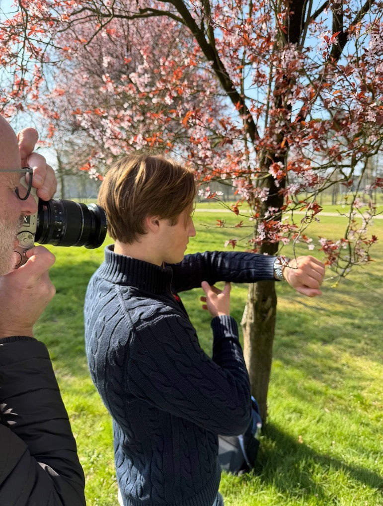 Soren founder Jonas Boon wearing a Soren watch in Apeldoorn, Netherlands