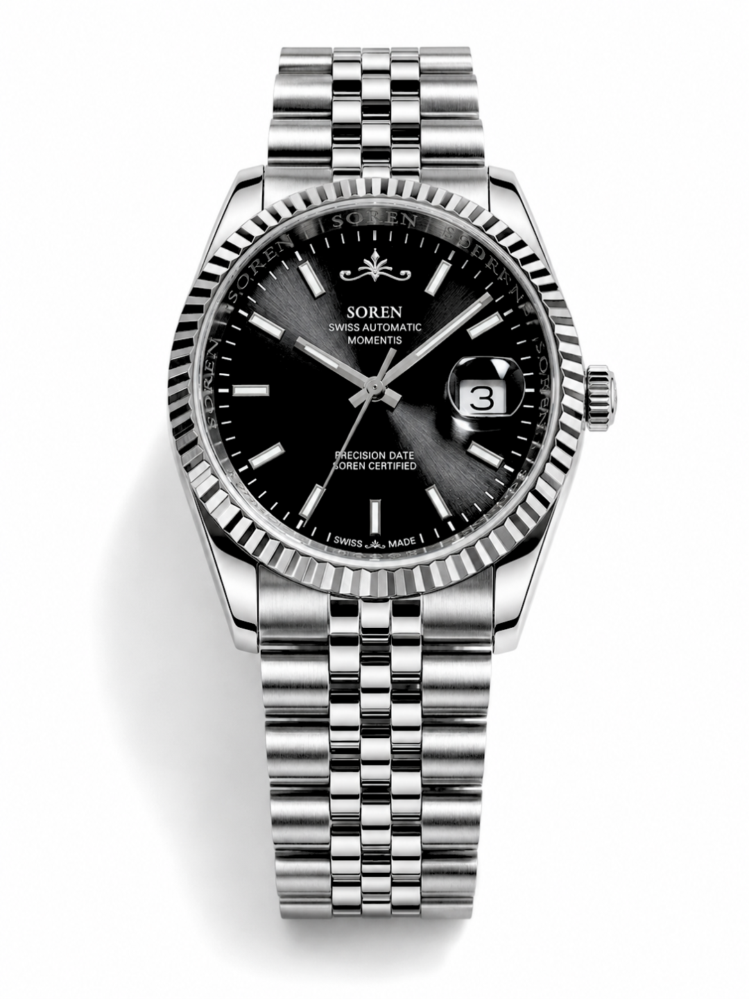 Soren Momentis Black 40mm case — 316L stainless steel, fluted bezel