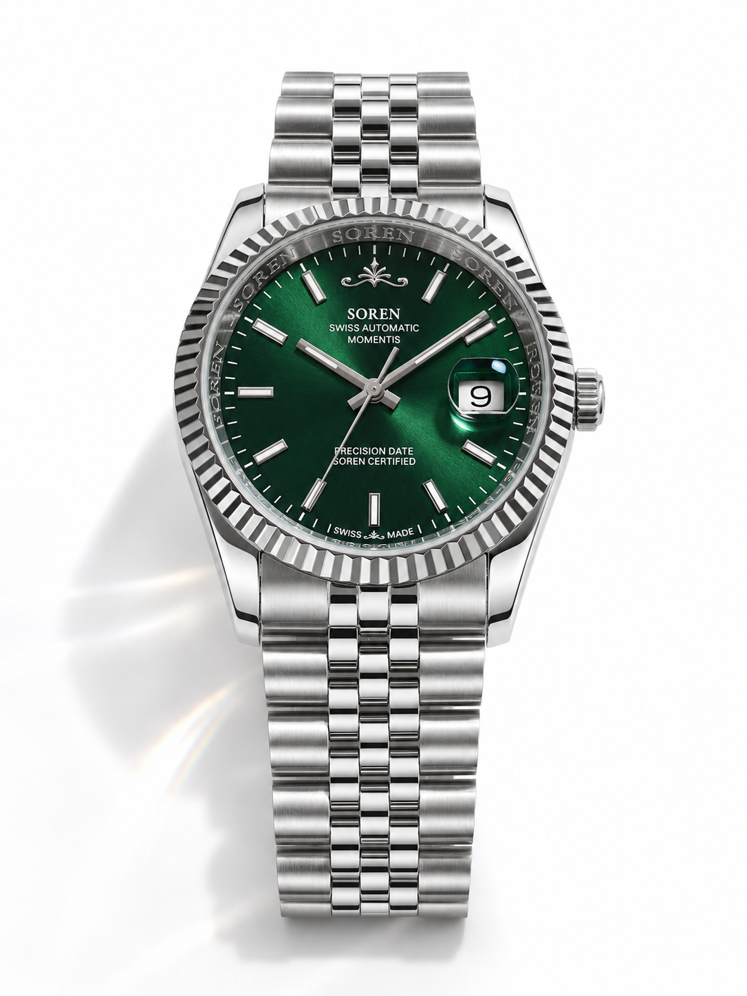 Soren Momentis Green 40mm case — 316L stainless steel, fluted bezel