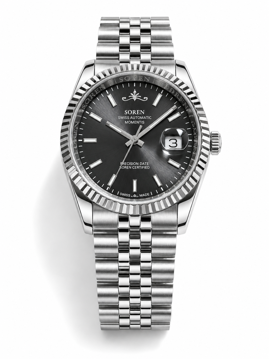 Soren Momentis Grey 40mm case — 316L stainless steel, fluted bezel
