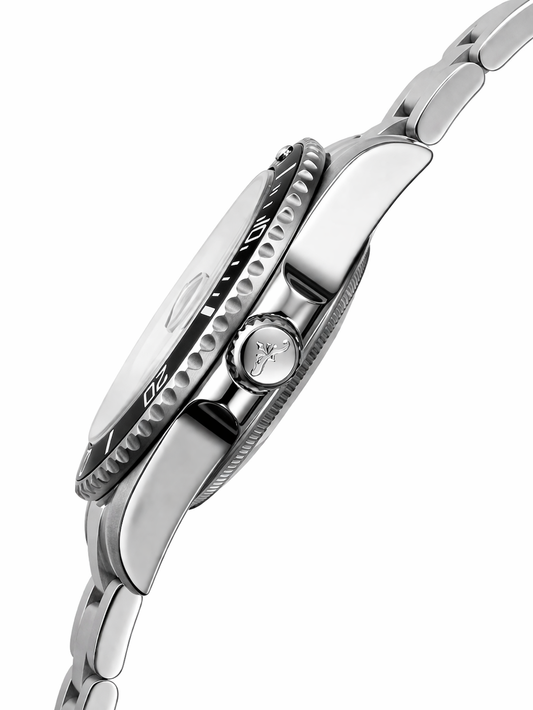 Soren Oceanic Black side view — 40mm case profile, 316L stainless steel