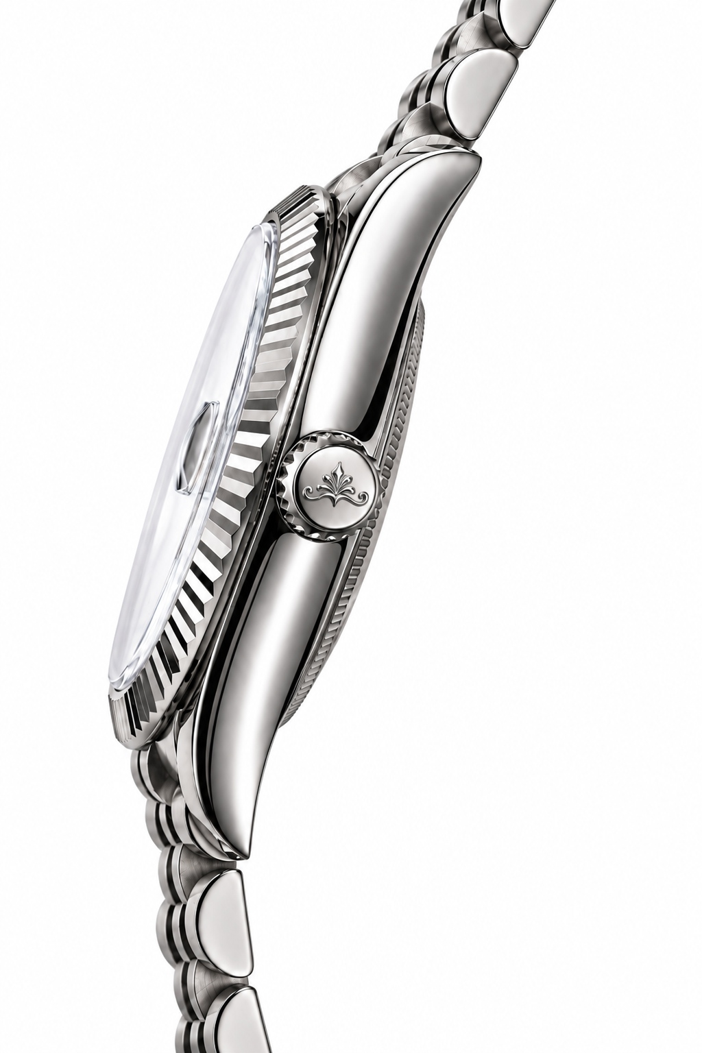 Soren Momentis 5-link side view — 40mm case profile, 316L stainless steel