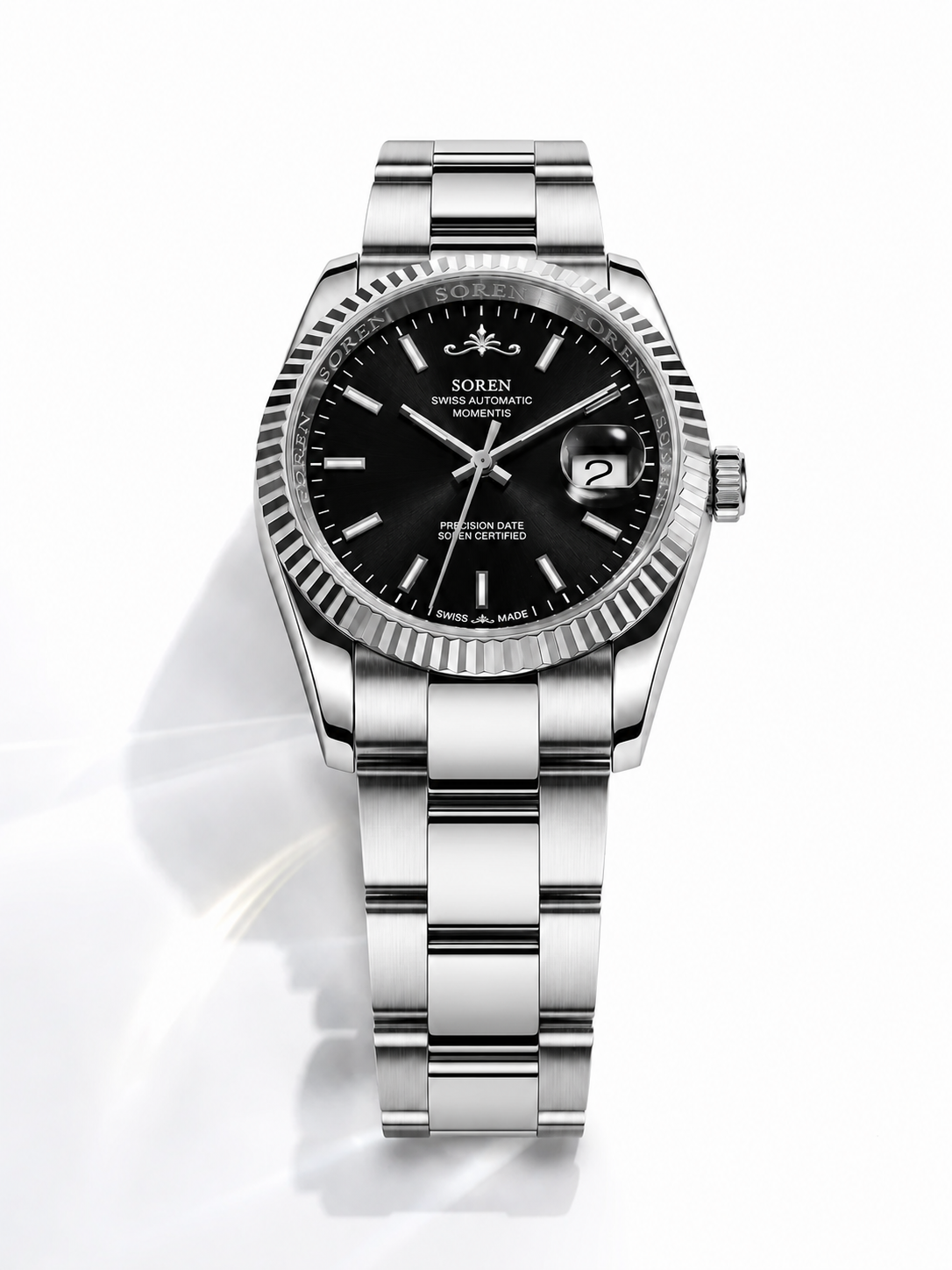 Soren Momentis Black 40mm case — 316L stainless steel, fluted bezel