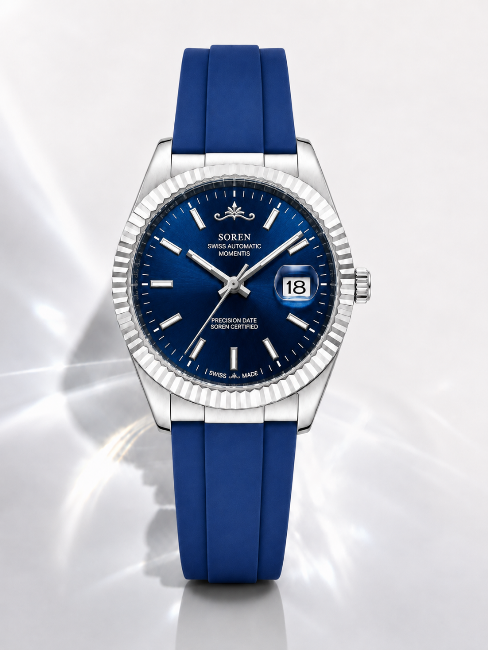 Soren Momentis Blue 40mm case — 316L stainless steel, fluted bezel