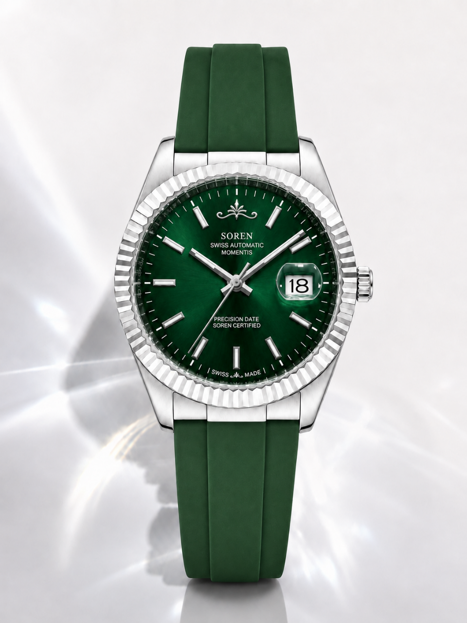 Soren Momentis Green 40mm case — 316L stainless steel, fluted bezel