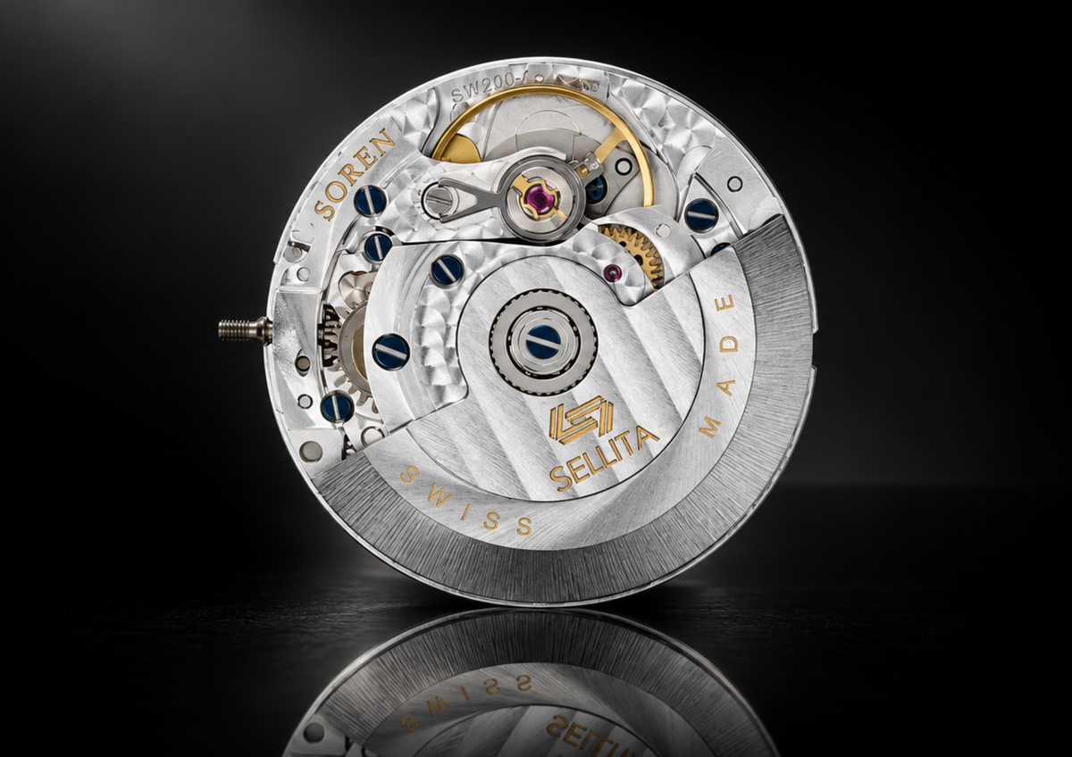 Sellita SW200-1 Swiss Made automatic movement, functionally equivalent to the ETA 2824-2