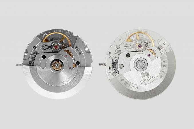 ETA Powermatic 80 and Sellita SW200 automatic movements side by side
