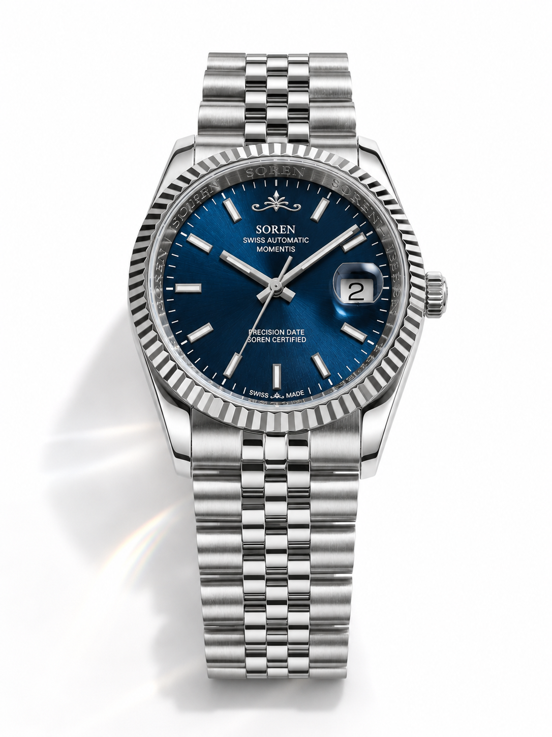 Soren Momentis Blue 40mm case — 316L stainless steel, fluted bezel
