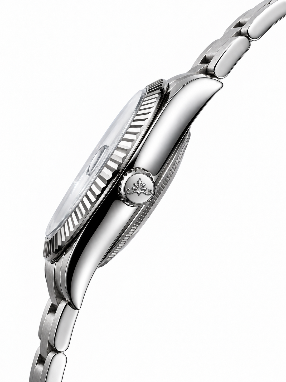 Soren Momentis side view — 40mm case profile, 316L stainless steel
