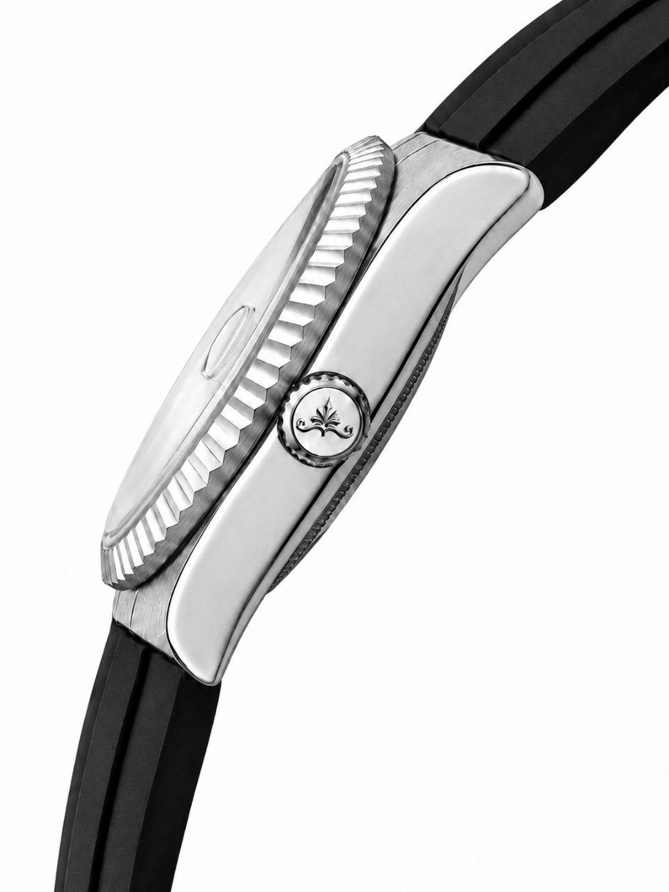 Soren Momentis side view — 40mm case profile, 316L stainless steel
