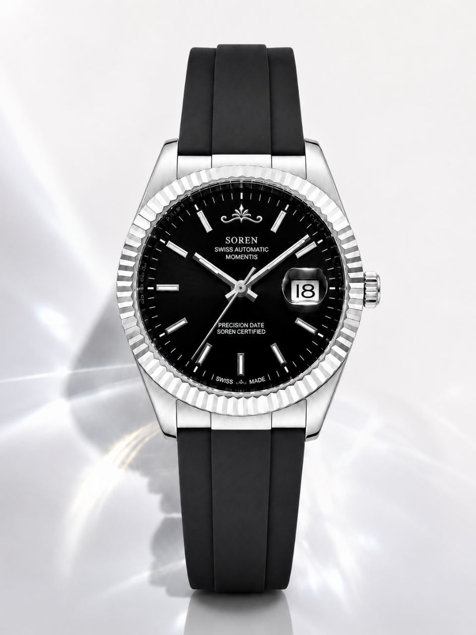 Soren Momentis Black 40mm case — 316L stainless steel, fluted bezel
