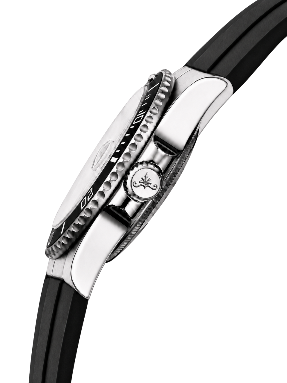 Soren Oceanic Black side view — 40mm case profile, 316L stainless steel