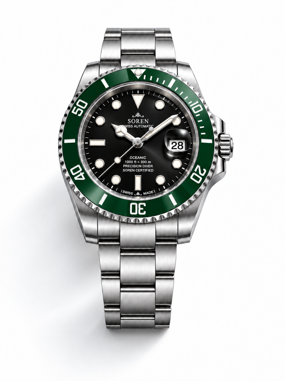 Soren Oceanic Black 40mm case — 316L stainless steel, ceramic bezel
